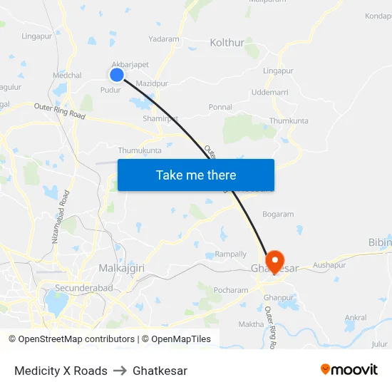 Medicity X Roads to Ghatkesar map