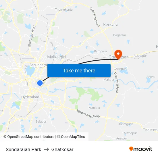 Sundaraiah Park to Ghatkesar map