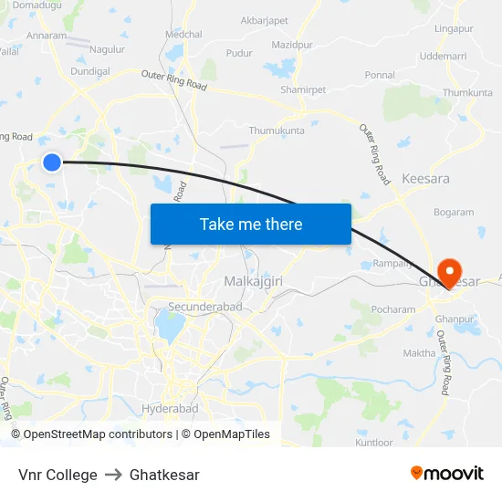 Vnr College to Ghatkesar map