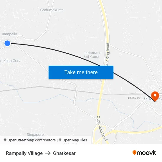 Rampally Village to Ghatkesar map