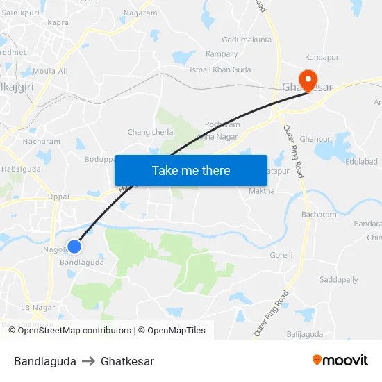 Bandlaguda to Ghatkesar map