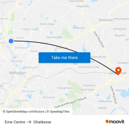 Eme Centre to Ghatkesar map