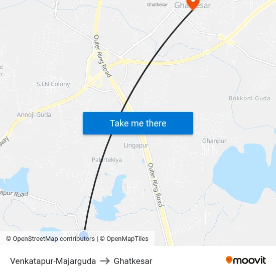Venkatapur-Majarguda to Ghatkesar map