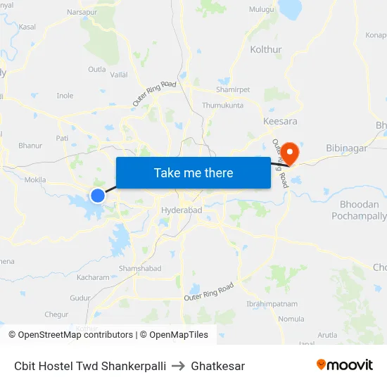 Cbit Hostel Twd Shankerpalli to Ghatkesar map