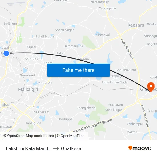 Lakshmi Kala Mandir to Ghatkesar map