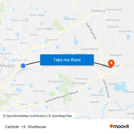 Carbide to Ghatkesar map