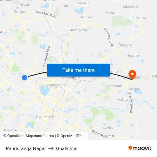Panduranga Nagar to Ghatkesar map