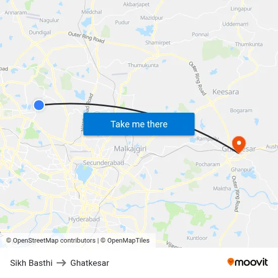 Sikh Basthi to Ghatkesar map