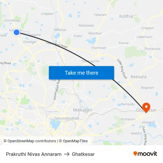 Prakruthi Nivas Annaram to Ghatkesar map