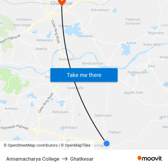 Annamacharya College to Ghatkesar map