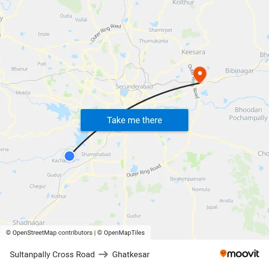 Sultanpally Cross Road to Ghatkesar map