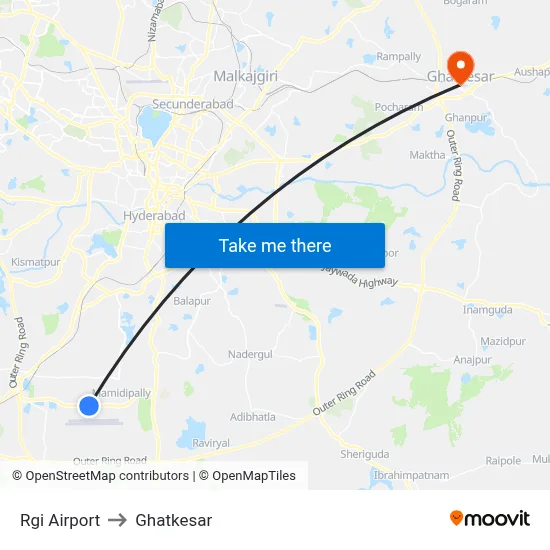 Rgi Airport to Ghatkesar map