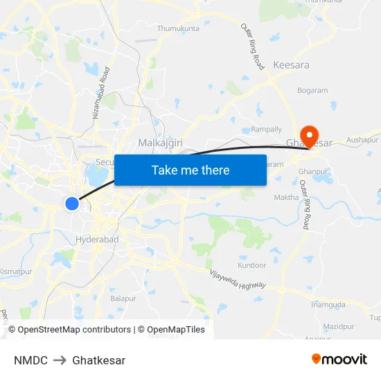 NMDC to Ghatkesar map