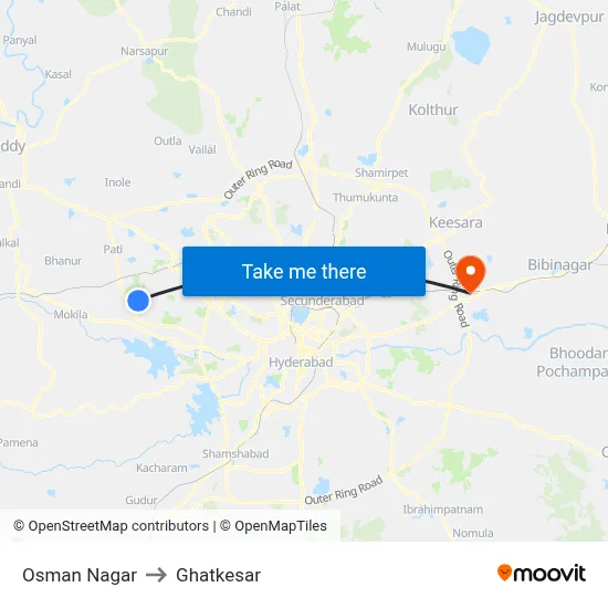 Osman Nagar to Ghatkesar map