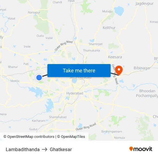 Lambadithanda to Ghatkesar map