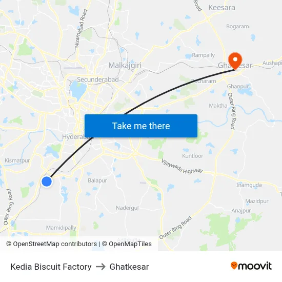 Kedia Biscuit Factory to Ghatkesar map