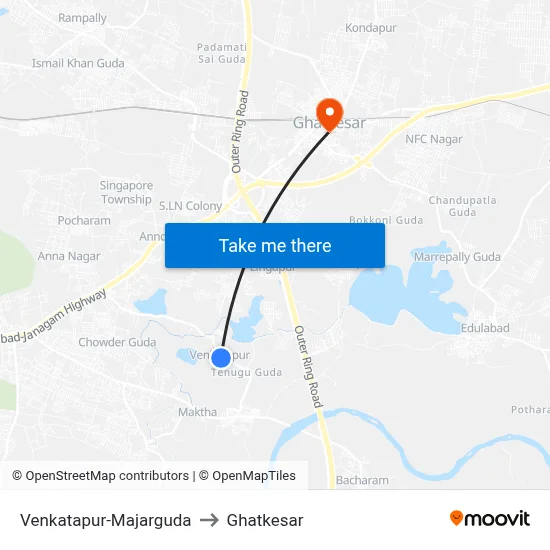 Venkatapur-Majarguda to Ghatkesar map