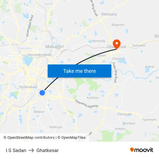Is Sadan Twd Ibrahimpatnam to Ghatkesar map