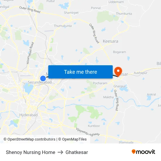 Shenoy Nursing Home to Ghatkesar map