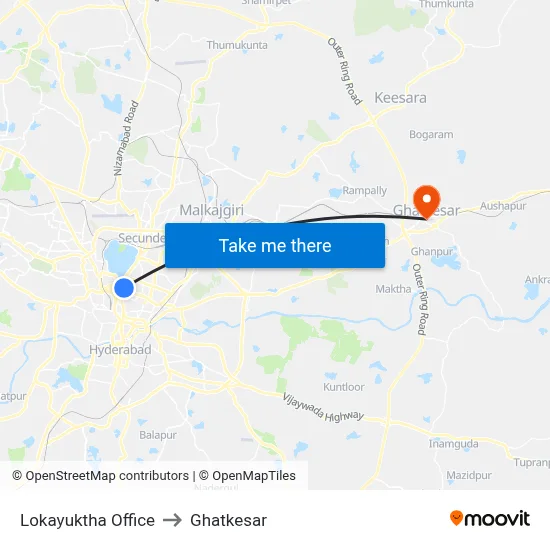 Lokayuktha Office to Ghatkesar map