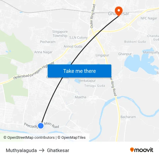 Muthyalaguda to Ghatkesar map