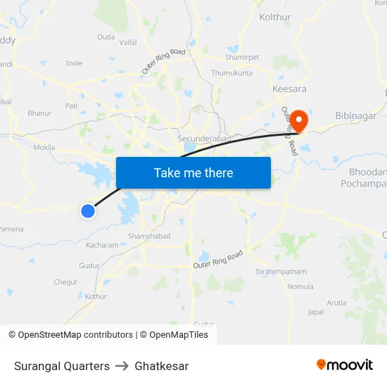 Surangal Quarters to Ghatkesar map