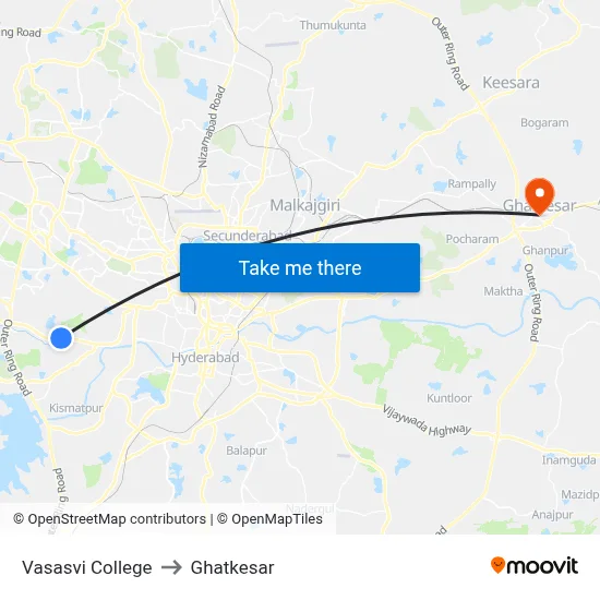 Vasasvi College to Ghatkesar map