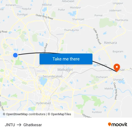 JNTU to Ghatkesar map