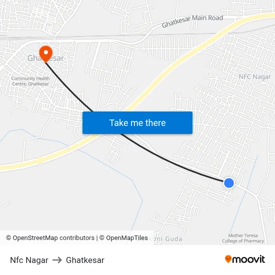 Nfc Nagar to Ghatkesar map