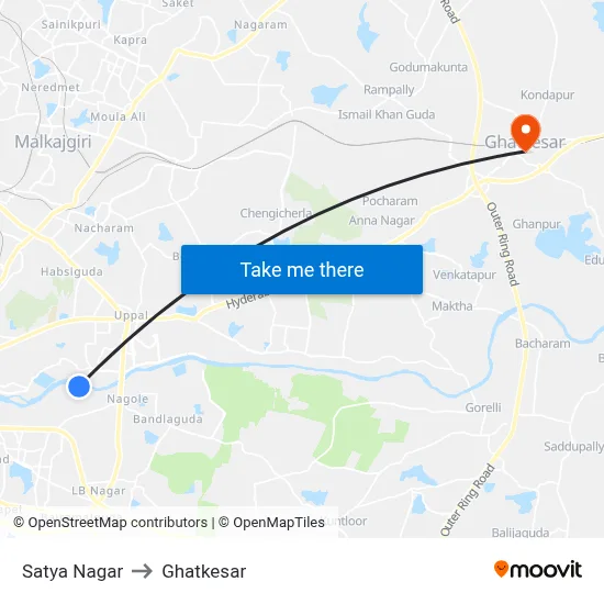 Satya Nagar to Ghatkesar map