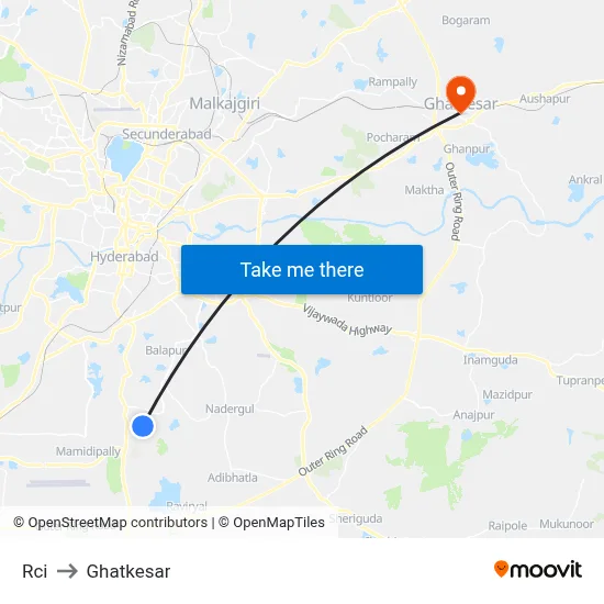 Rci to Ghatkesar map