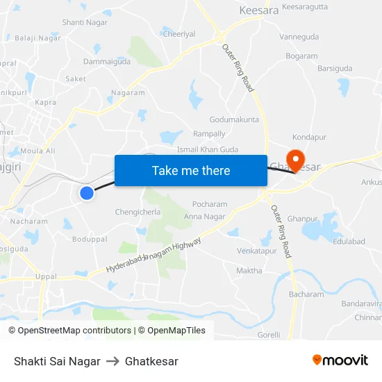Shakti Sai Nagar to Ghatkesar map
