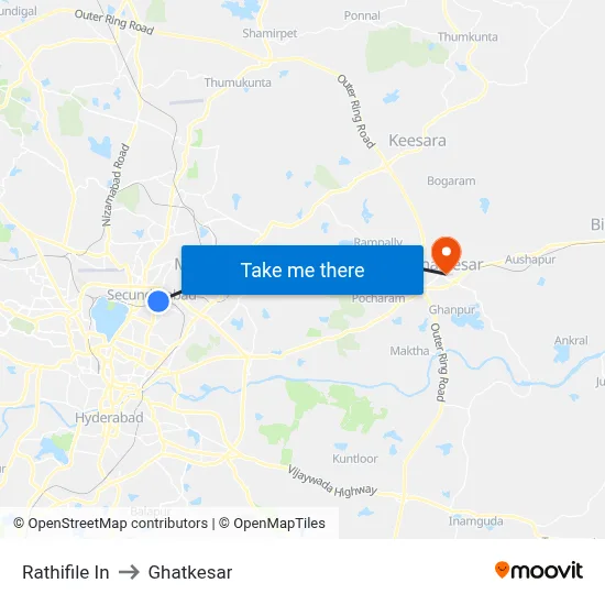 Rathifile In to Ghatkesar map