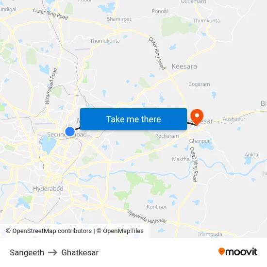 Sangeeth to Ghatkesar map