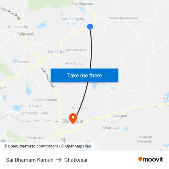 Sai Dhamam Kaman to Ghatkesar map