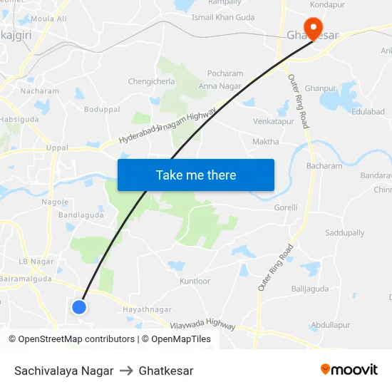 Sachivalaya Nagar to Ghatkesar map