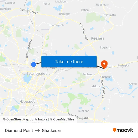 Diamond Point to Ghatkesar map