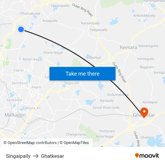 Singaipally to Ghatkesar map