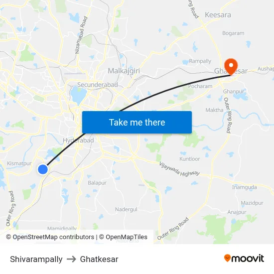 Shivarampally to Ghatkesar map