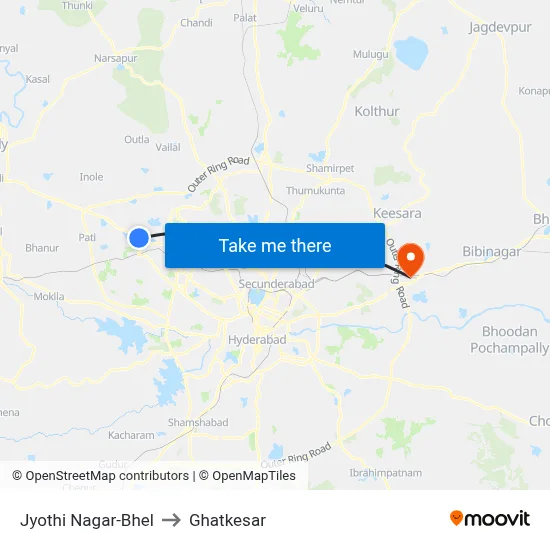 Jyothi Nagar-Bhel to Ghatkesar map