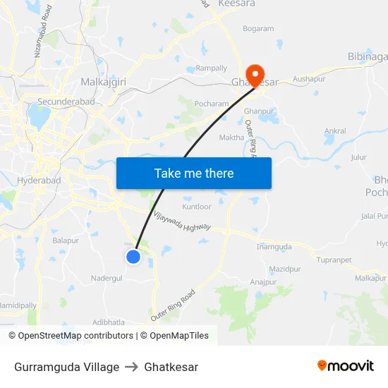 Gurramguda Village to Ghatkesar map