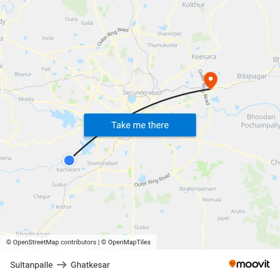Sultanpalle to Ghatkesar map