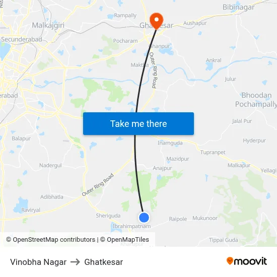 Vinobha Nagar to Ghatkesar map