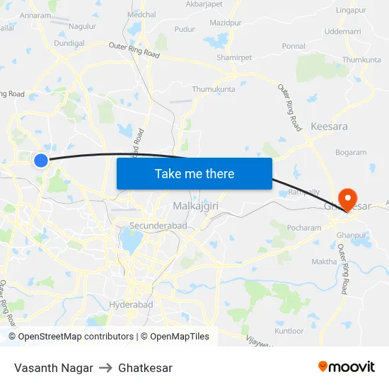Vasanth Nagar to Ghatkesar map