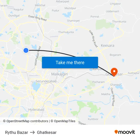 Rythu Bazar to Ghatkesar map