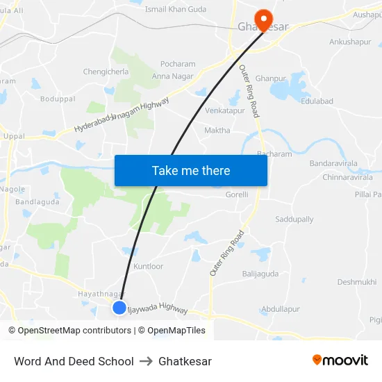 Word And Deed School to Ghatkesar map