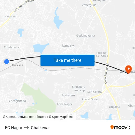 EC Nagar to Ghatkesar map