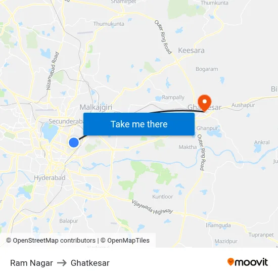 Ram Nagar to Ghatkesar map