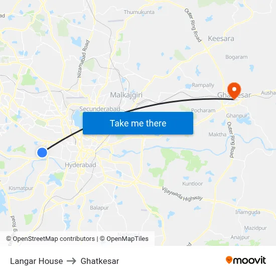 Langar House to Ghatkesar map
