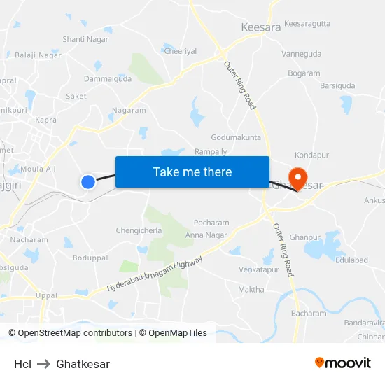 Hcl to Ghatkesar map